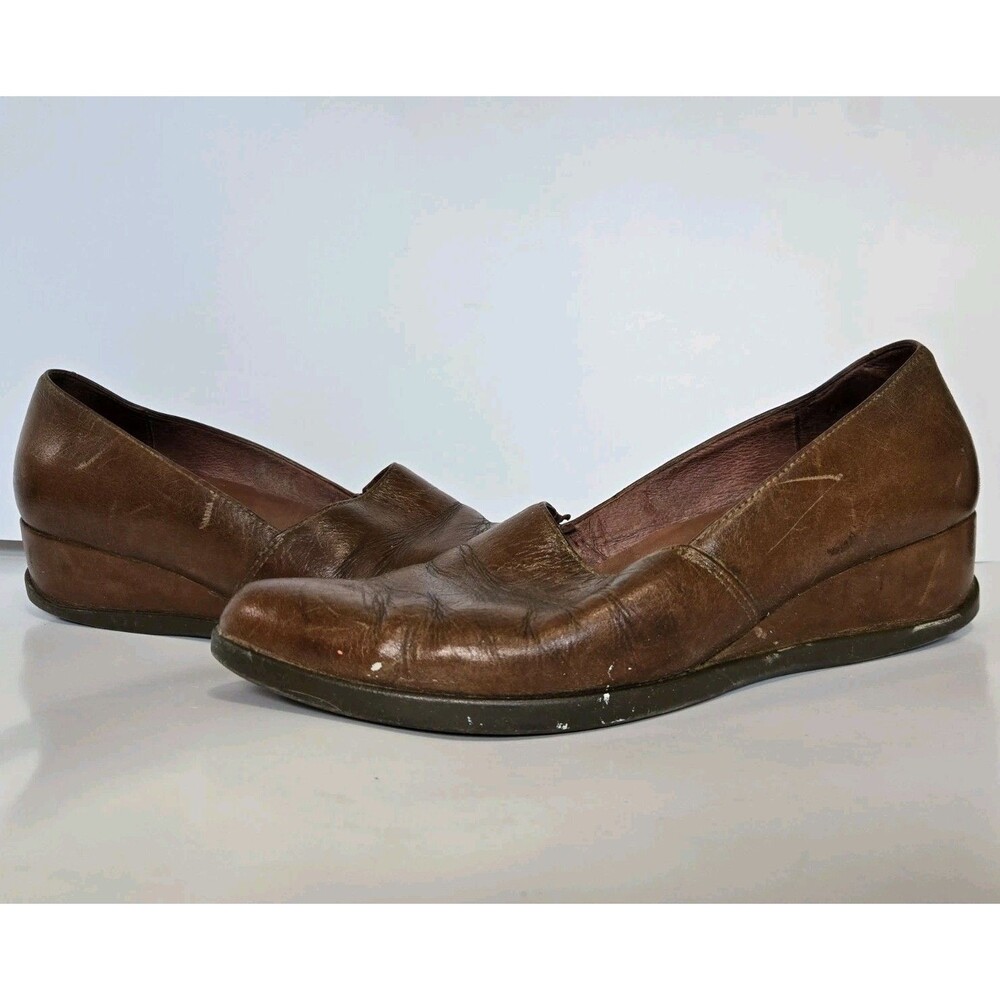 Dansko Shoes Womens US 10 EU 40 Brown Shanda Leather Slip On Wedge Heel